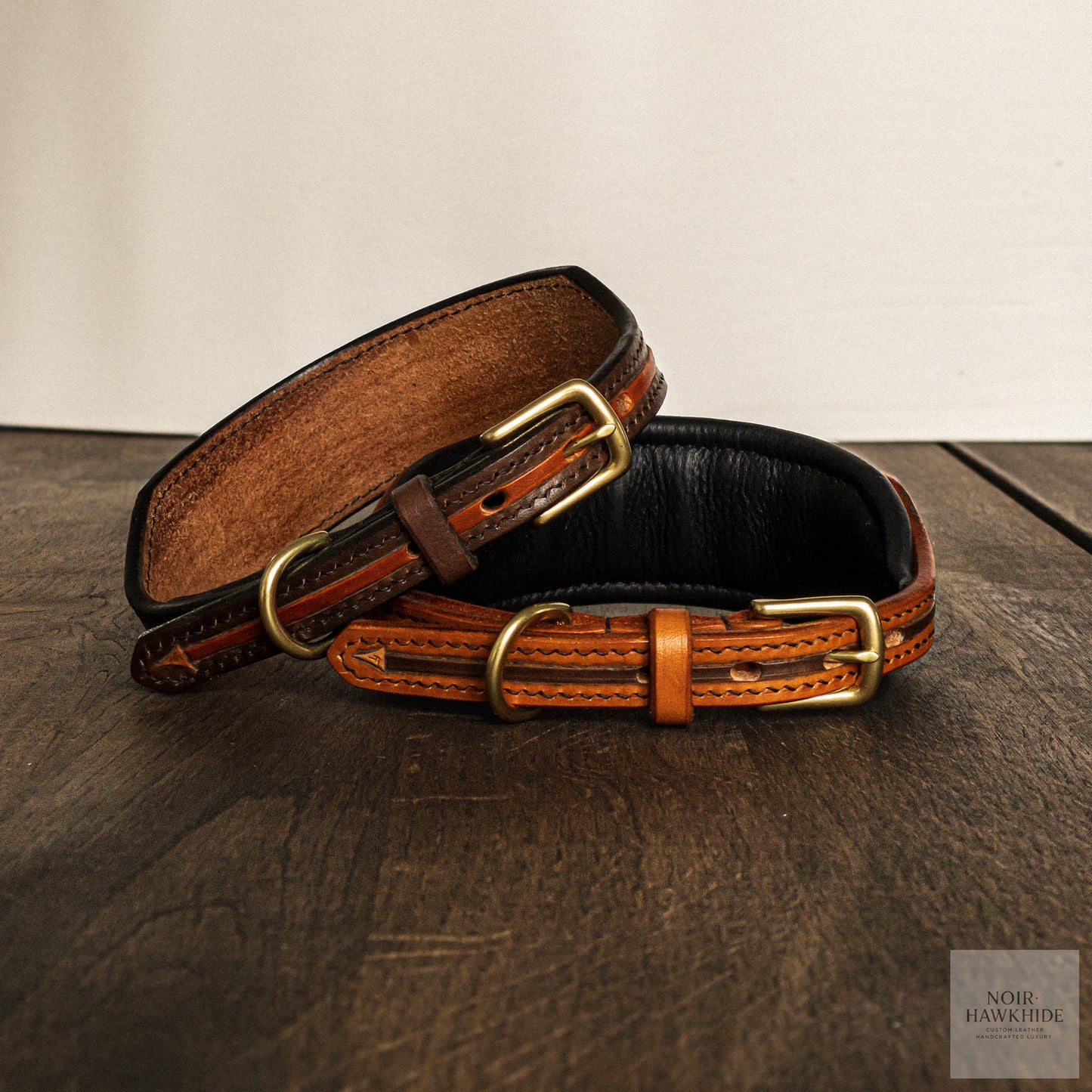 Hand tooled personalized leather dog collar with name – Noir Hawkhide
