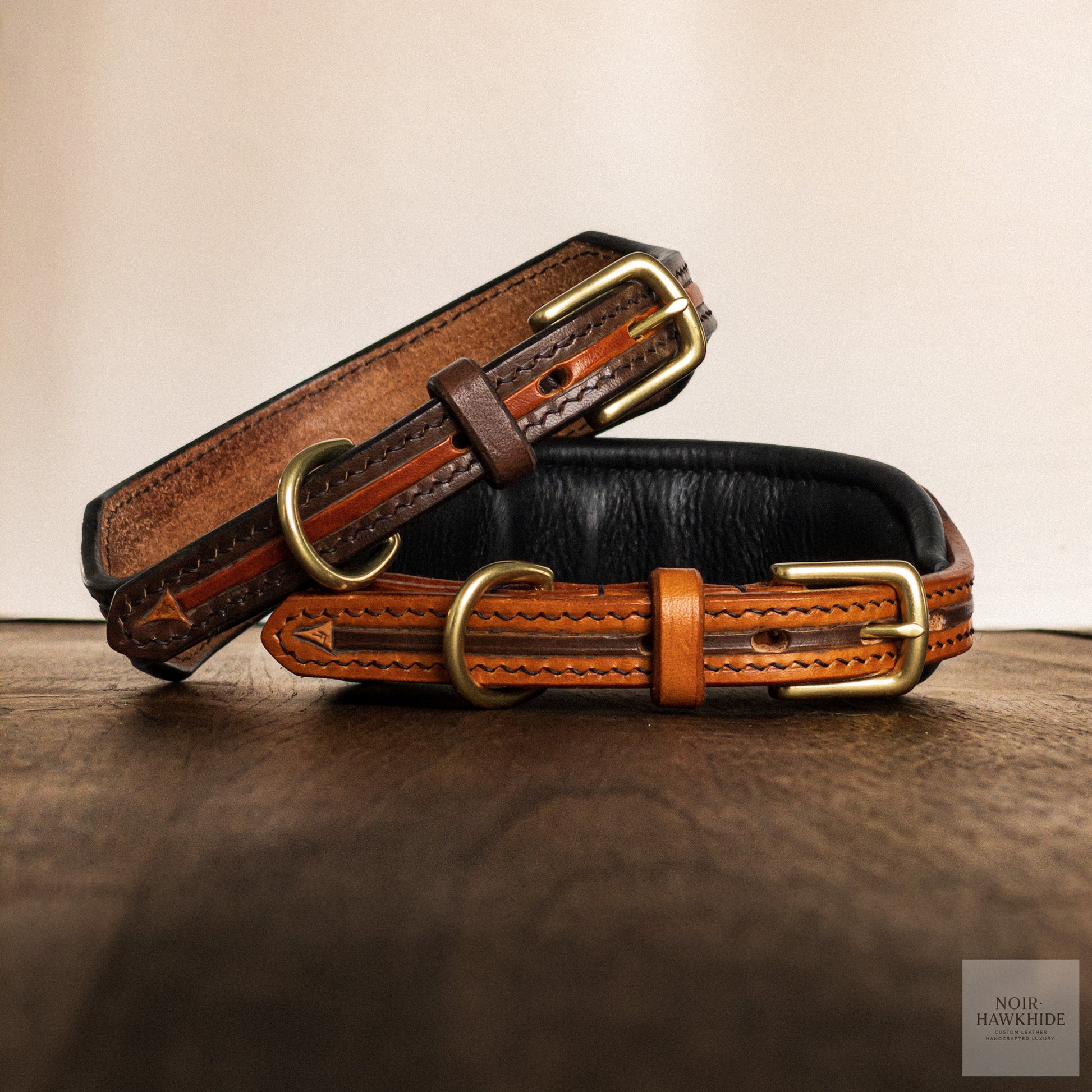 Hand tooled personalized leather dog collar with name – Noir Hawkhide