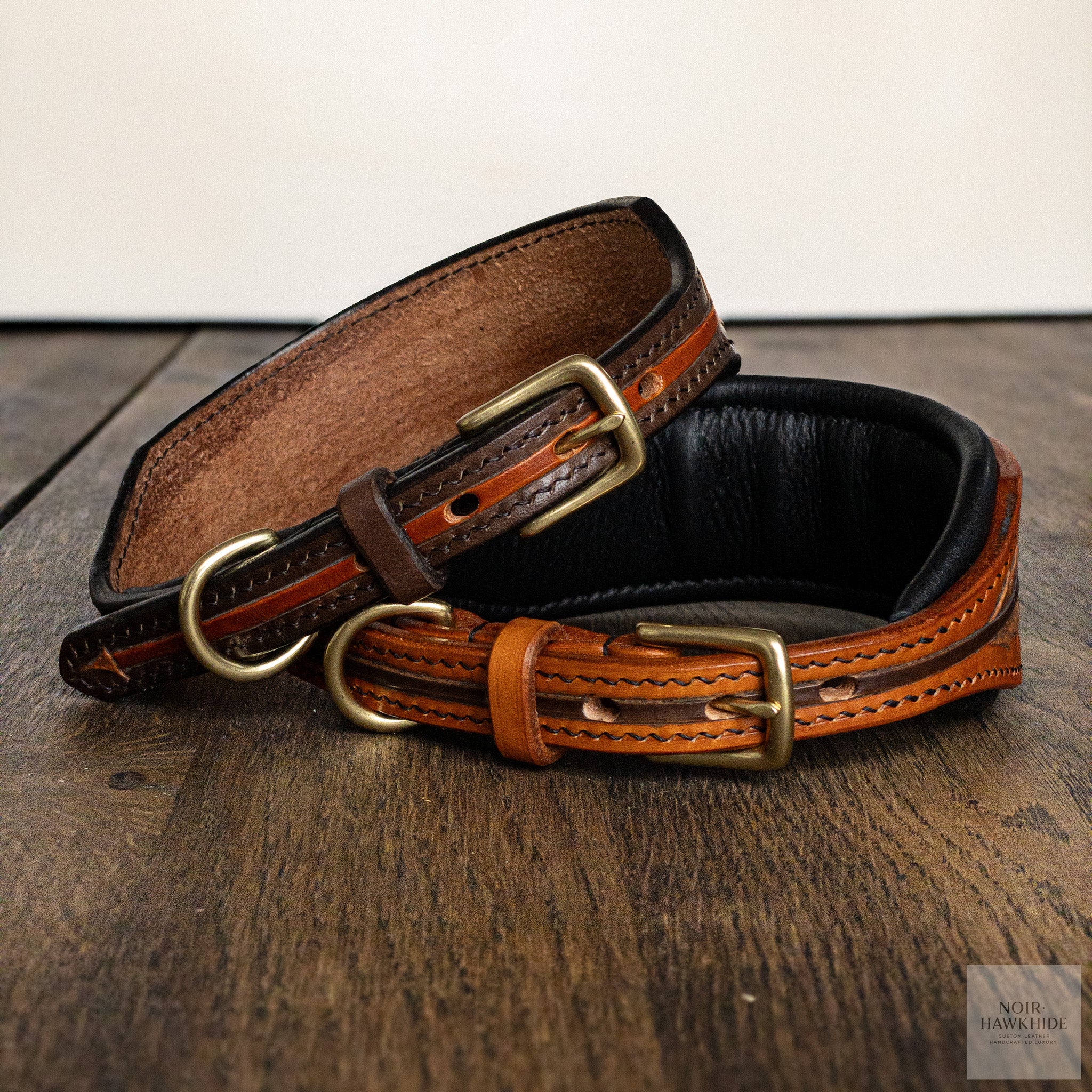 Hand tooled personalized leather dog collar with name – Noir Hawkhide